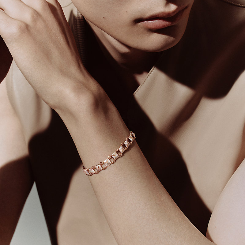 ブレスレット 《エルメス・クルー・ドゥ・H》 ニット ダイヤ PG